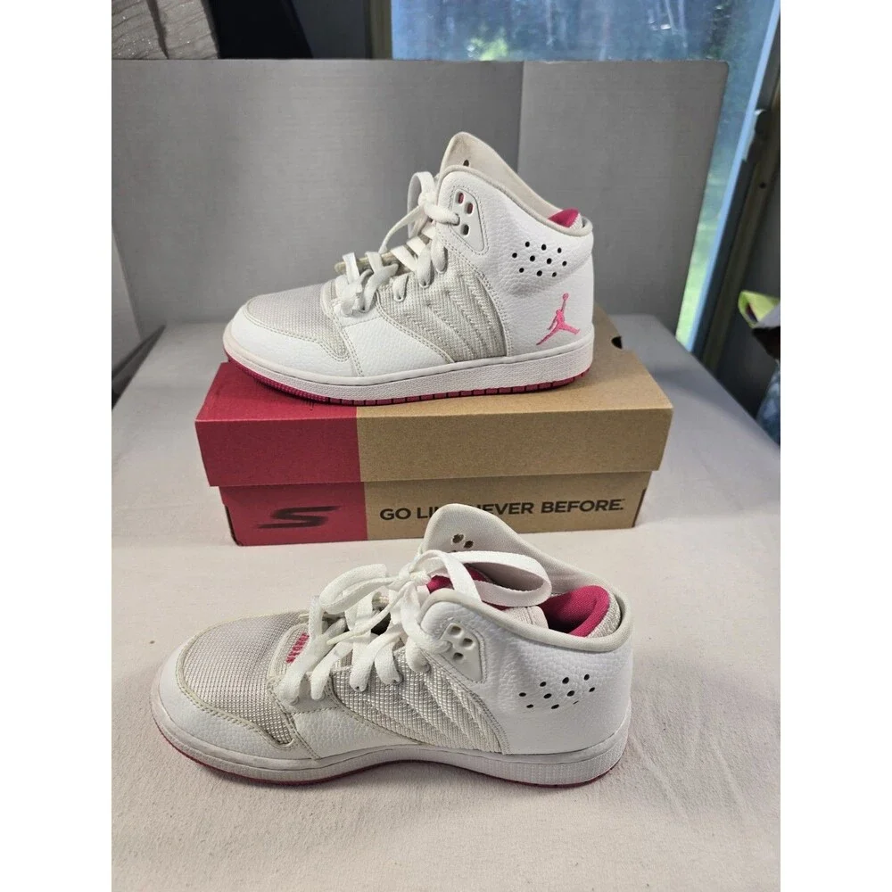 Nike Air Jordan 1 Flight 4 White Pink #23 Sneakers 820183-109 Shoes Sz 4.5y Kids